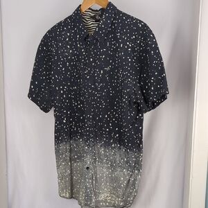 VOLCOM Men's Short Sleeve White Speckled Black Button Up Shirt